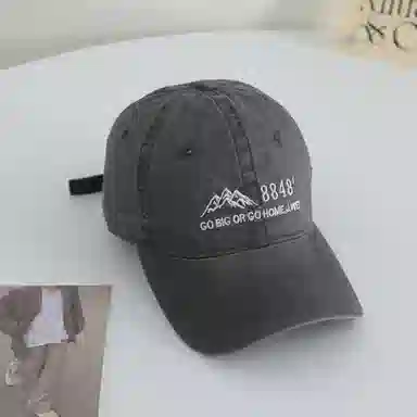 大山字母刺绣大檐户外休闲时尚四季款百搭 防晒遮阳 极简潮流 大头围显脸小 弯檐运动风帽子 棉质 鸭舌帽 男女同款情侣款