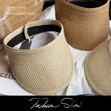 艾佳微 户外防晒遮阳防紫外线 聚酯纤维 空顶帽 男女同款情侣款