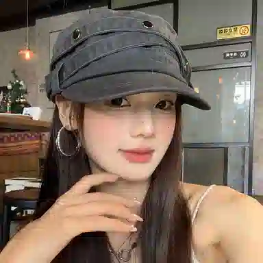 艾佳微 韩系复古平顶帽百搭休闲大脸显脸小高级感宽帽檐 棉 贝雷帽 男女同款情侣款