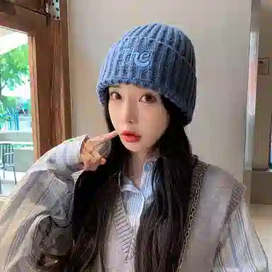 艾佳微 毛线保暖护耳套头加厚防寒韩版百搭字母针织 涤纶 绒线帽 男女同款情侣款