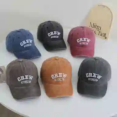 艾佳微 时尚大头围显白显脸小宽檐刺绣韩系简约百搭户外遮阳 棉 鸭舌帽 男女同款情侣款