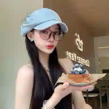 艾佳微 星星别针大版云朵八角画家复古气质显脸小 牛仔布 贝雷帽 男女同款情侣款