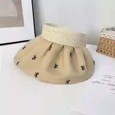 艾佳微 夏季时尚文艺草编户外游玩逛街防紫外线遮阳防晒彩胶 聚酯纤维 帽子 女款