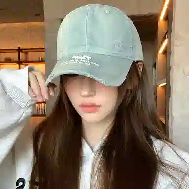 艾佳微 美式复古水洗韩版大脸显脸小软顶字母刺绣高级质感通勤日常休闲 棉 鸭舌帽 男女同款情侣款