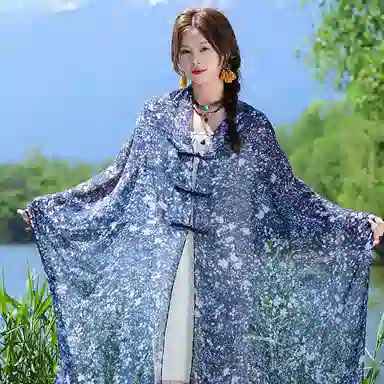 艾佳微 度假百搭复古花色民族风薄款围巾丝巾防 晒透气优雅文艺 披肩 女款