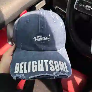 艾佳微 复古黑色宽檐棒球破洞做旧百搭显脸小时尚潮 棉 鸭舌帽 男女同款情侣款