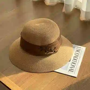 艾佳微 沙滩英伦复古法式高级感草帽 纸草 防晒帽 女款