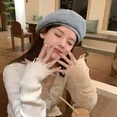 艾佳微 日系文艺复古肌理感格纹八角帽子街拍百搭显脸小画家帽 牛仔布 贝雷帽 男女同款情侣款