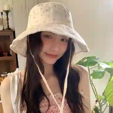 艾佳微 日系甜美文艺爱心系带大帽檐遮阳防晒盆帽显脸小 棉 渔夫帽 女款