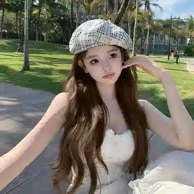 艾佳微 日系小清新格子奶呼呼萌萌哒 显脸小画家大头围 棉 贝雷帽 男女同款情侣款