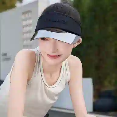 艾佳微 夏季空顶运动跑步网球遮阳显脸小太阳 聚酯纤维 防晒帽 男女同款情侣款