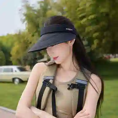 艾佳微 夏季防紫外线空顶帽韩版大帽檐沙滩遮脸舒适凉爽 聚酯纤维 防晒帽 男女同款情侣款