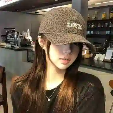 艾佳微 做旧豹纹深顶大头围显脸小软顶高级感潮 棉 鸭舌帽 男女同款情侣款