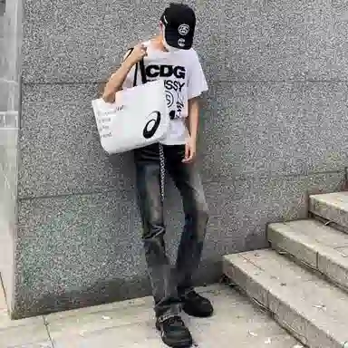 悍戈 美式复古高街水洗做旧微喇修身百搭有垂感 质感不撞衫牛仔裤 男女同款
