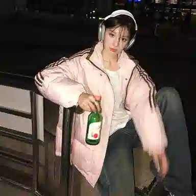 红蜻蜓 美式休闲百搭风立领条纹宽松棉衣外套冬季保暖设计感棉服 男女同款