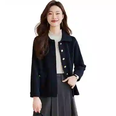 红蜻蜓 气质百搭翻领纯色开衫休闲百搭舒适外套针织衫 女款