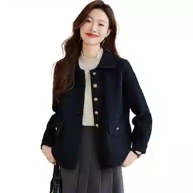 红蜻蜓 气质百搭翻领纯色开衫休闲百搭舒适外套针织衫 女款
