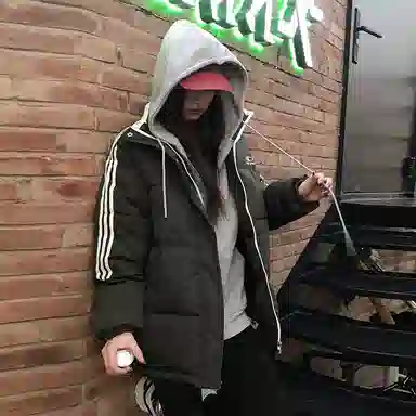 红蜻蜓 美式休闲百搭风立领条纹宽松棉衣外套冬季保暖设计感棉服 男女同款