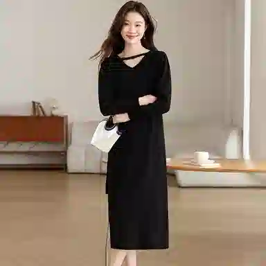 红蜻蜓 休闲简约百搭通勤长袖连衣裙 女款