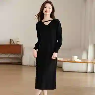 红蜻蜓 休闲简约百搭通勤长袖连衣裙 女款