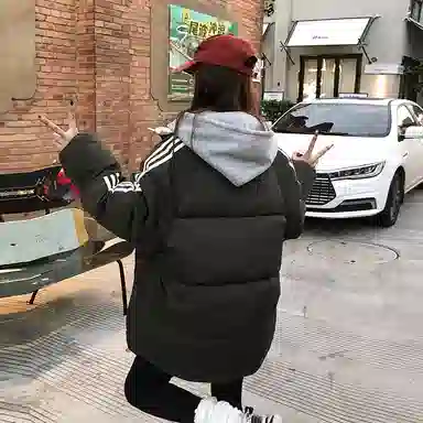 红蜻蜓 美式休闲百搭风立领条纹宽松棉衣外套冬季保暖设计感棉服 男女同款