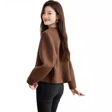 红蜻蜓 百搭休闲修身纯色长袖两面穿大衣 女款