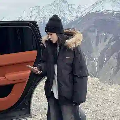红蜻蜓 冬季保暖工装棉袄外套美式复古大毛领连帽棉衣休闲百搭时尚棉服 男女同款