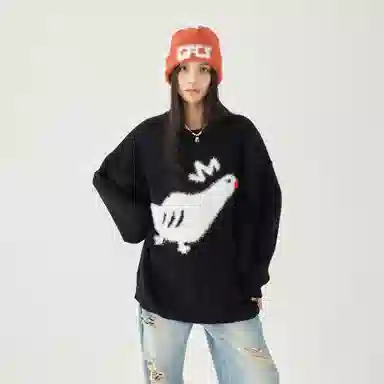 MPUX Cartoon Duck Jacquard Knit Sweater