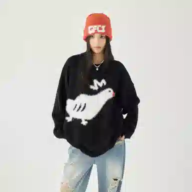 MPUX Cartoon Duck Jacquard Knit Sweater
