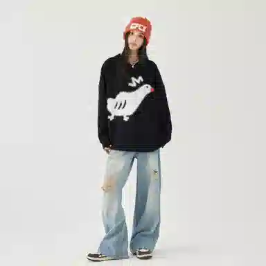 MPUX Cartoon Duck Jacquard Knit Sweater