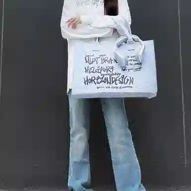 HELIPORT Ink Graffiti Tote Bag Gray