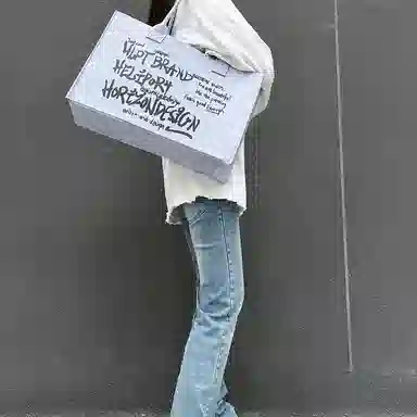 HELIPORT Ink Graffiti Tote Bag Gray