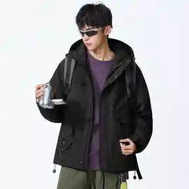 协协乐 山西户外软壳工装三防面料秋冬季加厚保暖机能风外套拼接氛围感登山服拉链开衫小众设计款夹克 男款