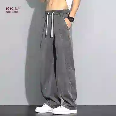 协协乐 宽松阔腿休闲时尚牛仔裤 男款