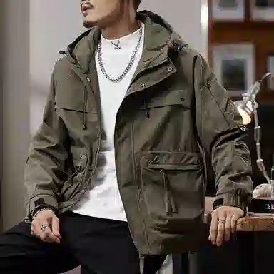 协协乐 山西户外软壳工装三防面料秋冬季加厚保暖机能风外套拼接氛围感登山服拉链开衫小众设计款夹克 男款