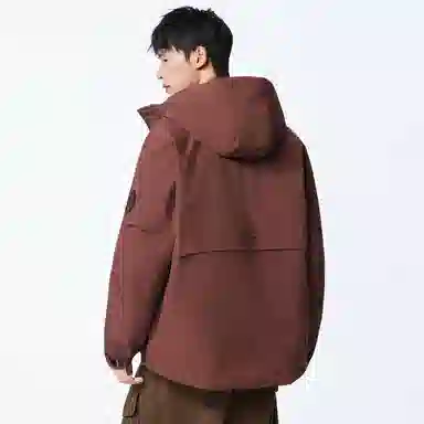 协协乐 户外登山情侣款三防面料拉链开衫连帽外套休闲百搭青少年痞帅工装拼接氛围感小众设计款夹克 男款