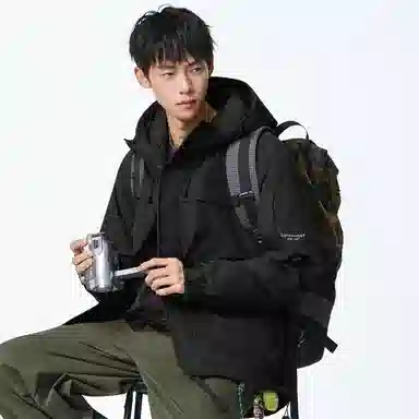 协协乐 山西户外软壳工装三防面料秋冬季加厚保暖机能风外套拼接氛围感登山服拉链开衫小众设计款夹克 男款