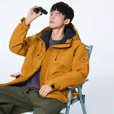 协协乐 户外登山情侣款三防面料拉链开衫连帽外套休闲百搭青少年痞帅工装拼接氛围感小众设计款夹克 男款