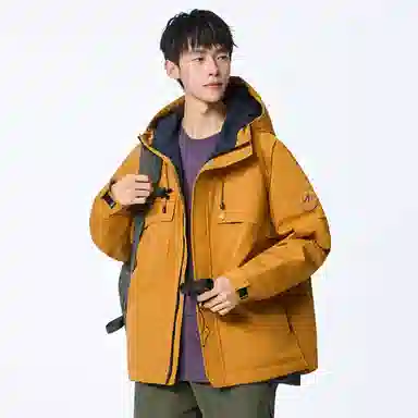 协协乐 户外登山情侣款三防面料拉链开衫连帽外套休闲百搭青少年痞帅工装拼接氛围感小众设计款夹克 男款