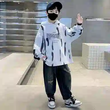 浪莎卫衣 连帽亲肤舒适百搭 白色 儿童款