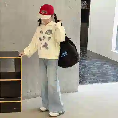 浪莎卫衣 连帽舒适亲肤透气百搭 米色 儿童款