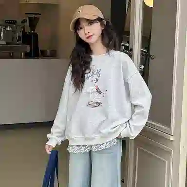 浪莎卫衣 圆领亲肤舒适百搭 灰色 儿童款