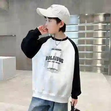 浪莎卫衣 舒适百搭洋气拼色字母 儿童款