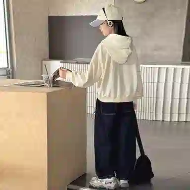 浪莎卫衣 连帽舒适亲肤透气百搭 米色 儿童款