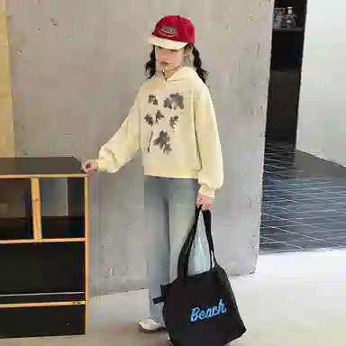 浪莎卫衣 连帽舒适亲肤透气百搭 米色 儿童款
