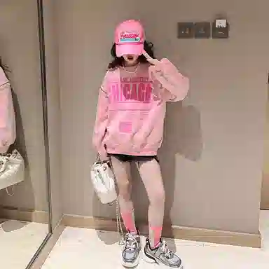 浪莎卫衣 圆领舒适亲肤百搭 紫粉色 儿童款