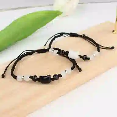 元生伊 黑猫白猫 精致小众简约 好运绵绵 树脂 手绳 男女同款情侣款