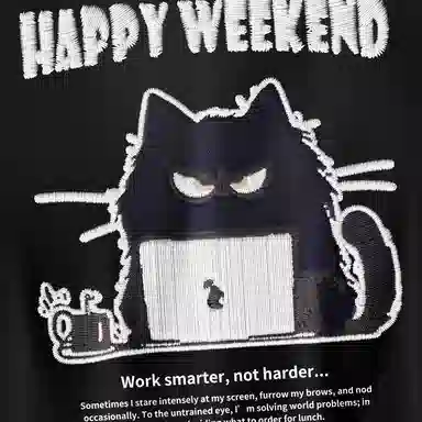 Nike Sportswear Embroidered Cat Tee Black