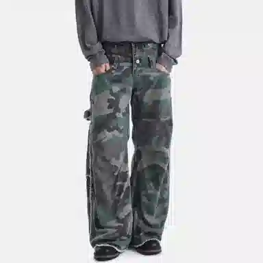 STRANGER LAB Curved Blade Camo Workwear Jeans