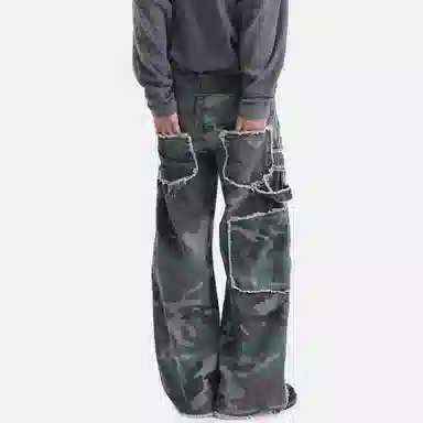 STRANGER LAB Curved Blade Camo Workwear Jeans